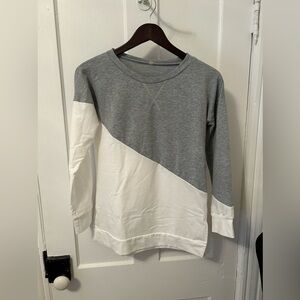 Grey and white long sleeve shirt